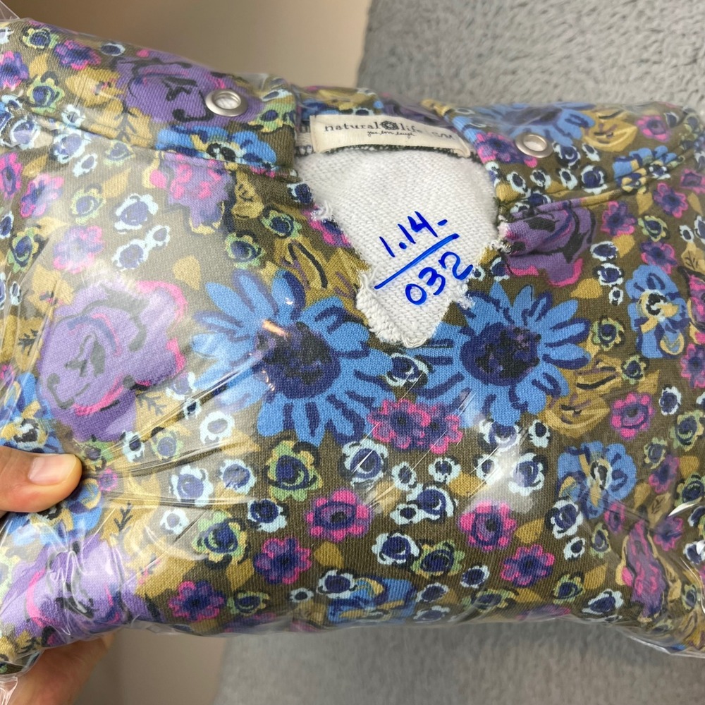Natural Life Floral Hoodie Oversized Pullover Blue Purple Green S/M - Picture 12 of 12